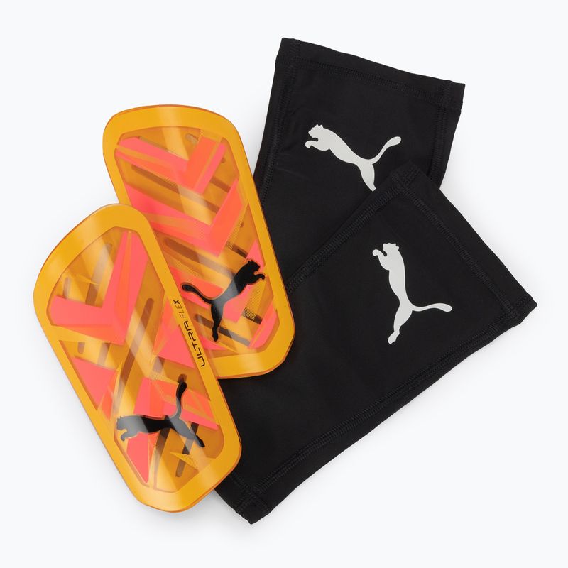 PUMA Ultra Flex Sleeve shin guards sunset glow/sun stream/puma black