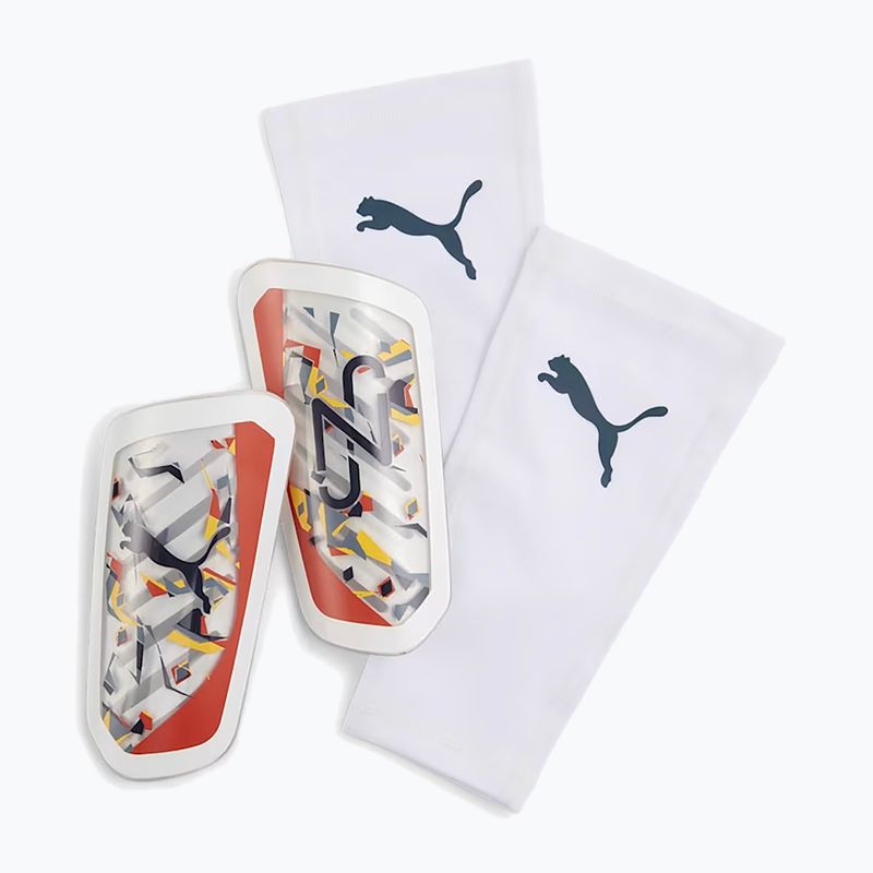 PUMA Neymar JR Ultra Flex Sleeve shin guards puma white/hot heat/sun stream/puma black