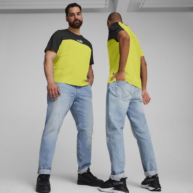 Men's PUMA ESS+ Block Tee puma black/lime sheen 3