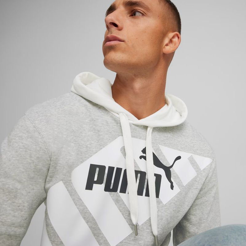 Men's PUMA Power Graphic Hoodie TR light grey heather sweatshirt 6