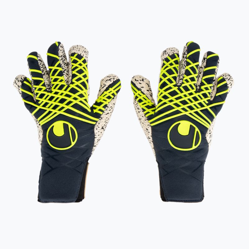 Goalkeeper glove uhlsport Prediction Supergrip + Finger Surround navy/white/fluo yellow