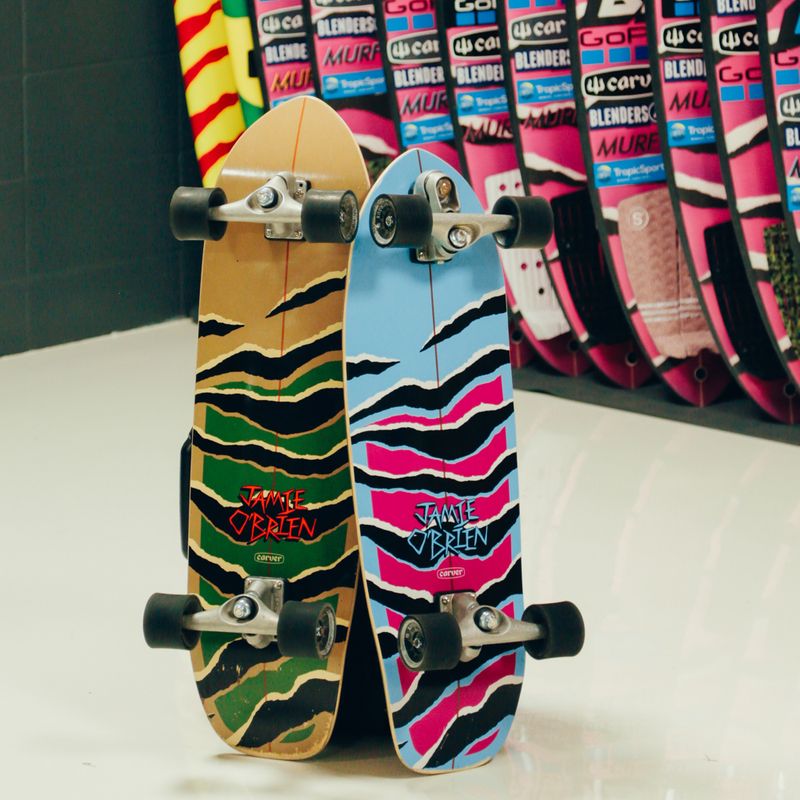 Surfskate skateboard Carver C7 Raw 31" JOB Blue Tiger 2022 Complete blue and pink C1013011140 9