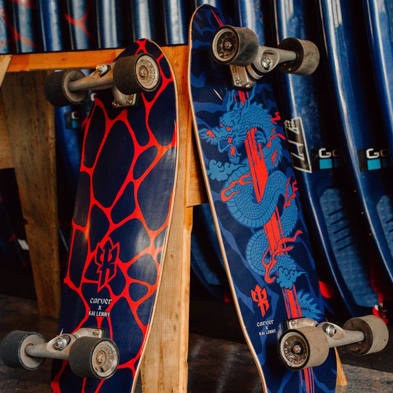 Surfskate skateboard Carver C7 Raw 34" Kai Dragon 2022 Complete blue and red C1013011143 9