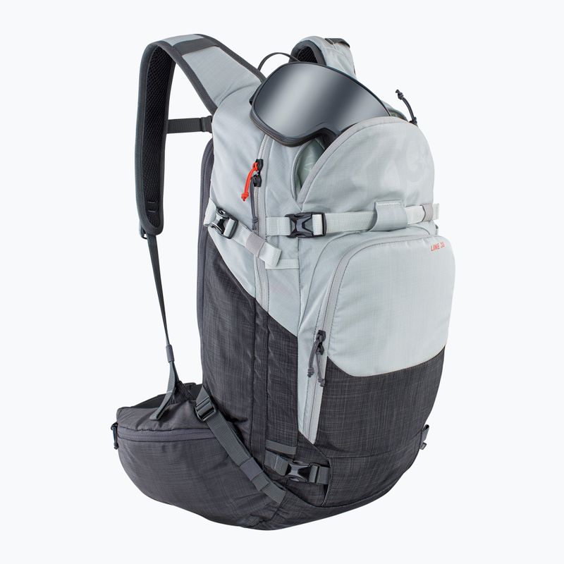 EVOC Line 30 silver/heather carbon grey ski backpack 4