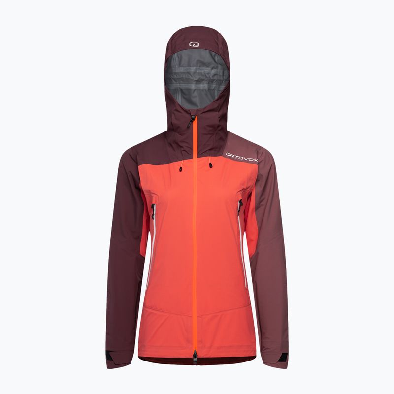 Women's ORTOVOX Westalpen 3L Light orange and maroon rain jacket 7021200018