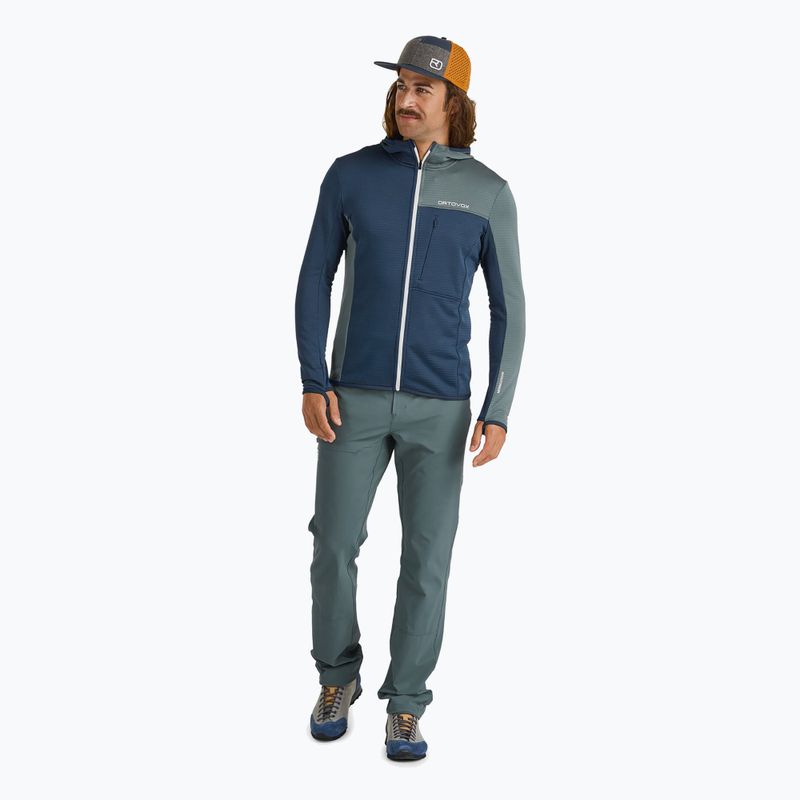Men's ORTOVOX Fleece Light Grid Hooded deep ocean sweatshirt 2