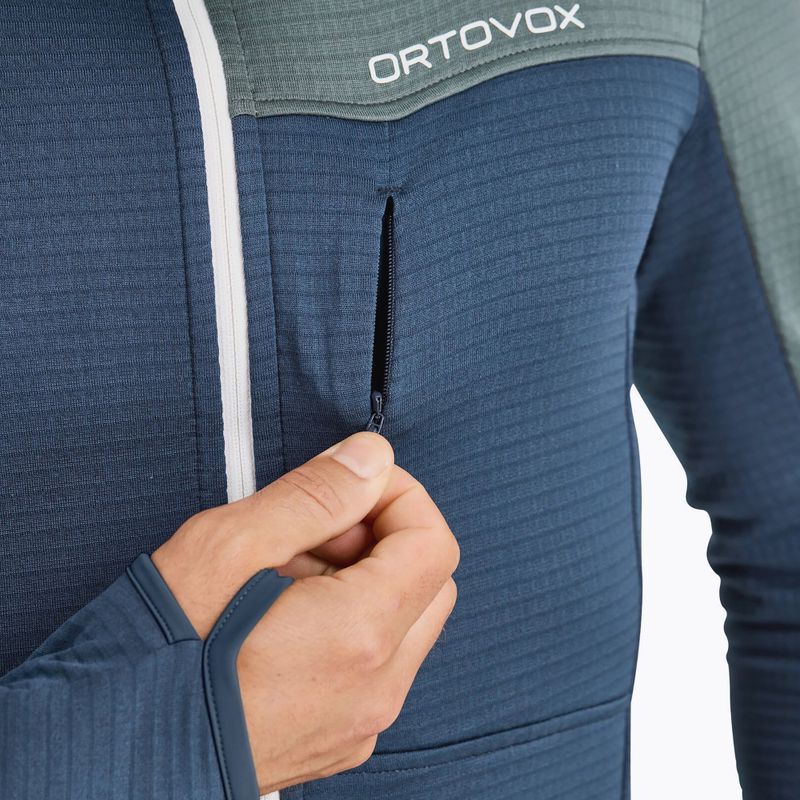 Men's ORTOVOX Fleece Light Grid Hooded deep ocean sweatshirt 4