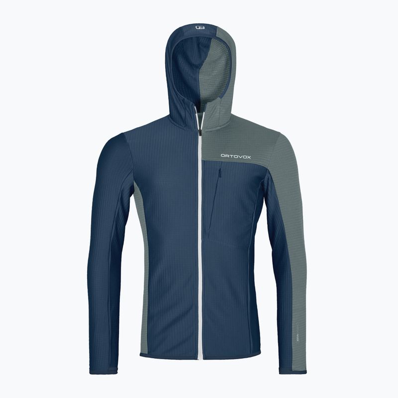 Men's ORTOVOX Fleece Light Grid Hooded deep ocean sweatshirt 7