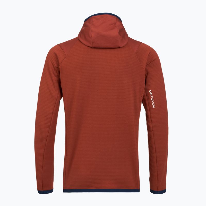 Men's ORTOVOX Fleece Grid Hoody clay orange sweatshirt 2