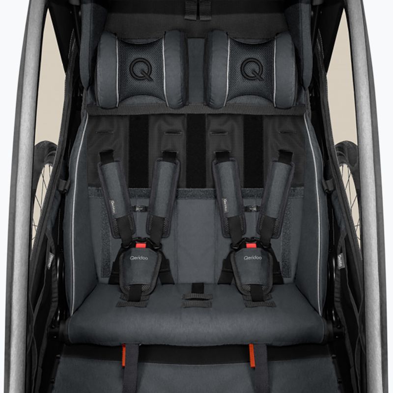 Qeridoo Kidgoo 2 two-seater bike trailer grey Q-KDG2-22-SG 4