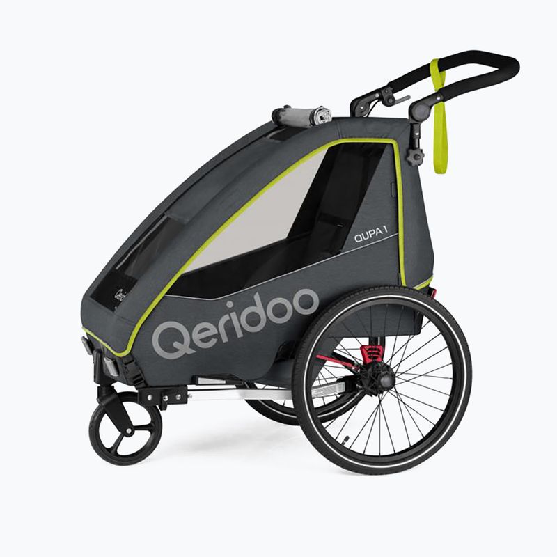 Qeridoo Qupa 1 single person bicycle trailer grey-yellow Q-QUP1-22-LI