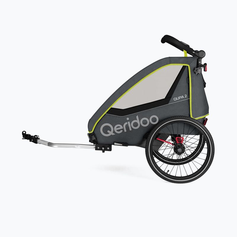 Qeridoo Qupa 2 two-person bike trailer grey-yellow Q-QUP2-22-LI