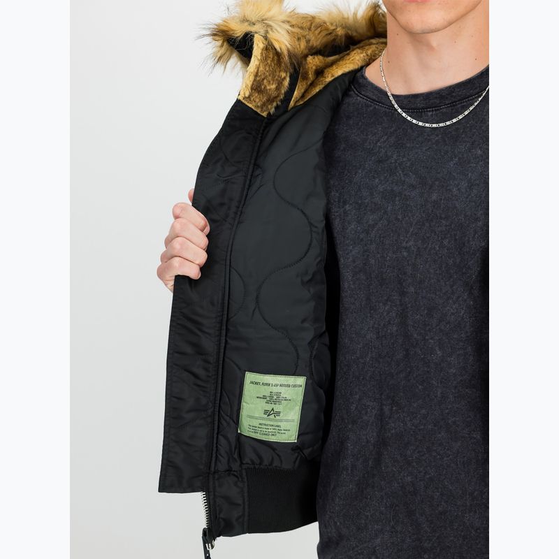 Alpha Industries men's 45/P Hooded Custom Bomber black/reflective jacket 5