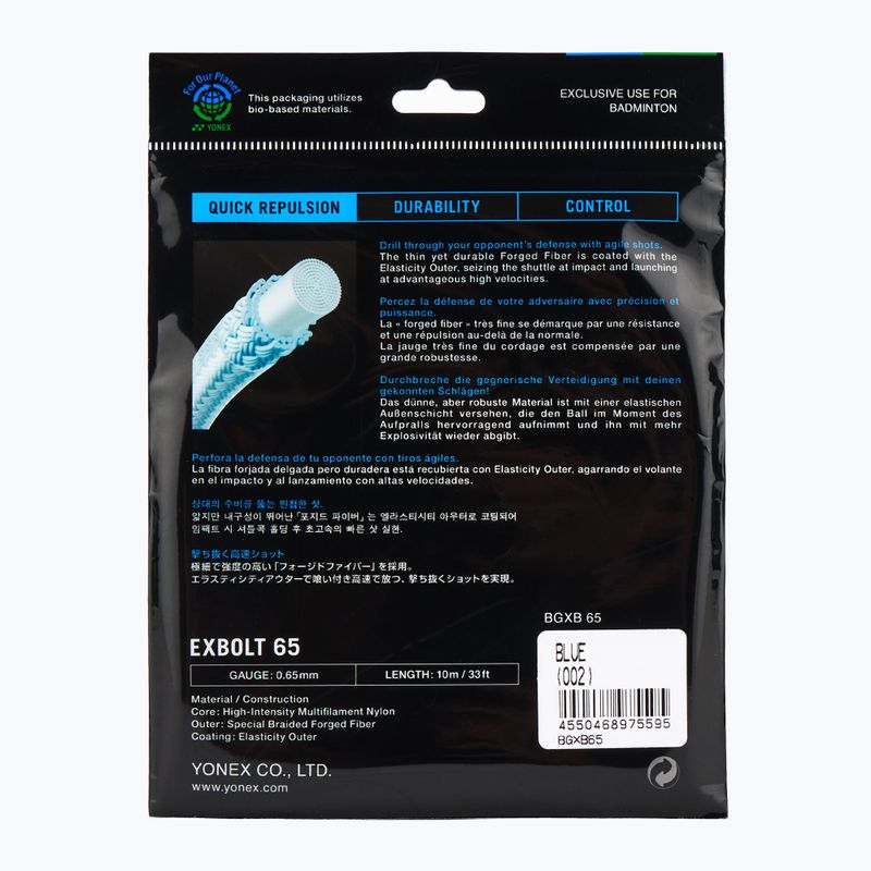 Badminton string YONEX Exbolt 65 Set 10 m blue 2