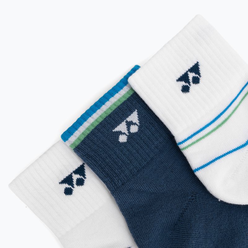 Socks YONEX 19236 Quarter 3 pairs navy/white/green 7