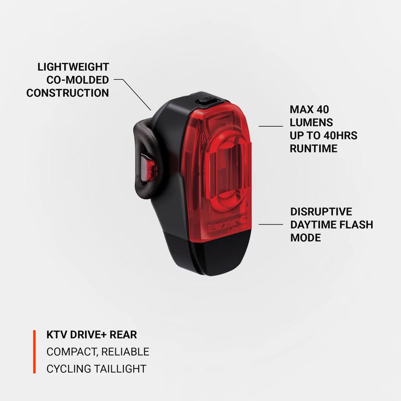 Lezyne KTV Drive+ black rear cycle lamp 5