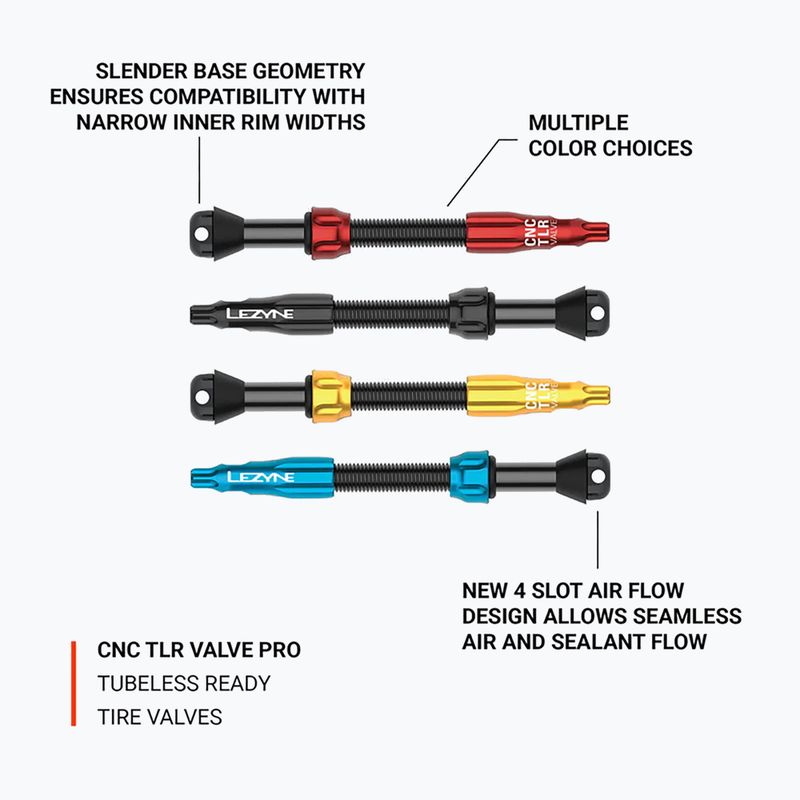 Presta valve set Lezyne CNC TLR Valve Pro 60 mm black 2
