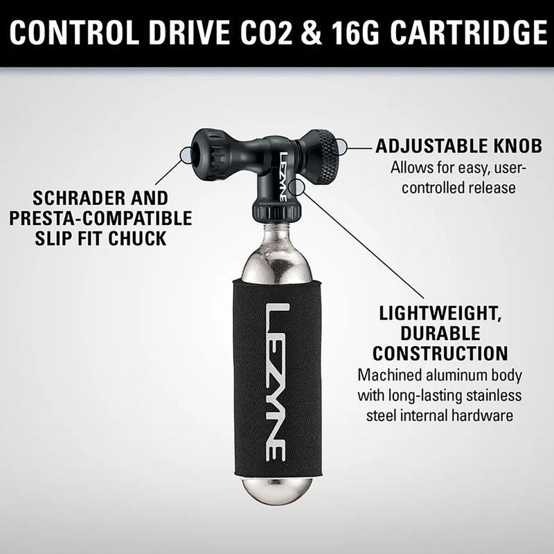 Bike pump Lezyne Control Drive CO2 + 1 x cartridge 16 g gloss black 3