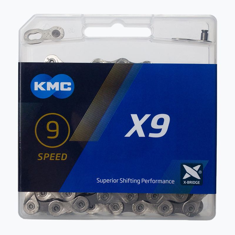 KMC X9 bicycle chain 122 links 9rz silver-grey BX09NG122