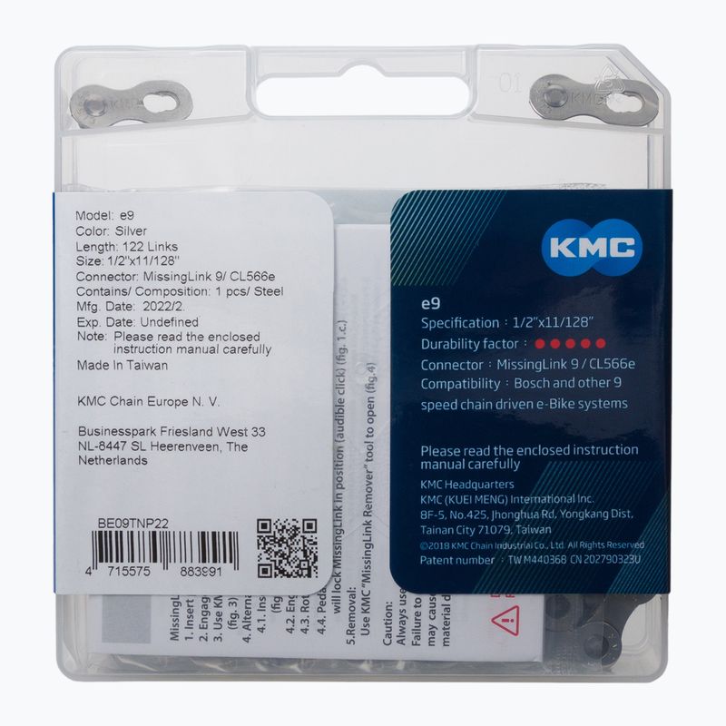 KMC e9x122 e-Bike chain silver BE09TNP22 2