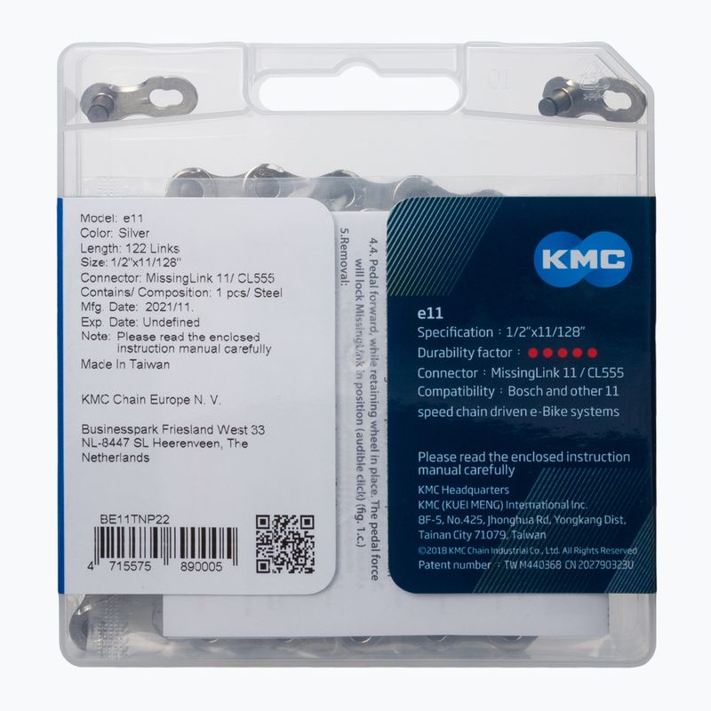 KMC e11x122 bicycle chain for eBike Silver BE11TNP22 2