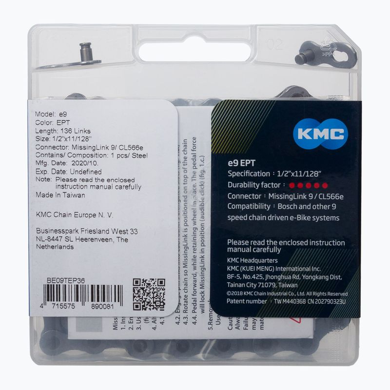KMC e9 EPT e-Bike chain 136 links 9rz silver BE09TEP36 2