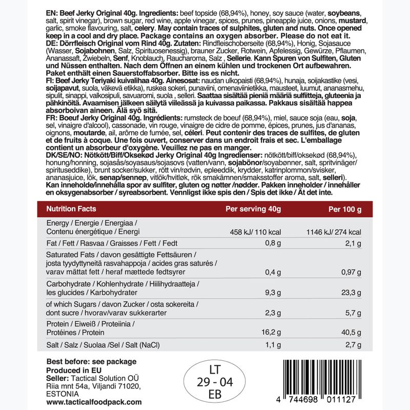Tactical Foodpack Dried Beef Jerky Original 40 g 2