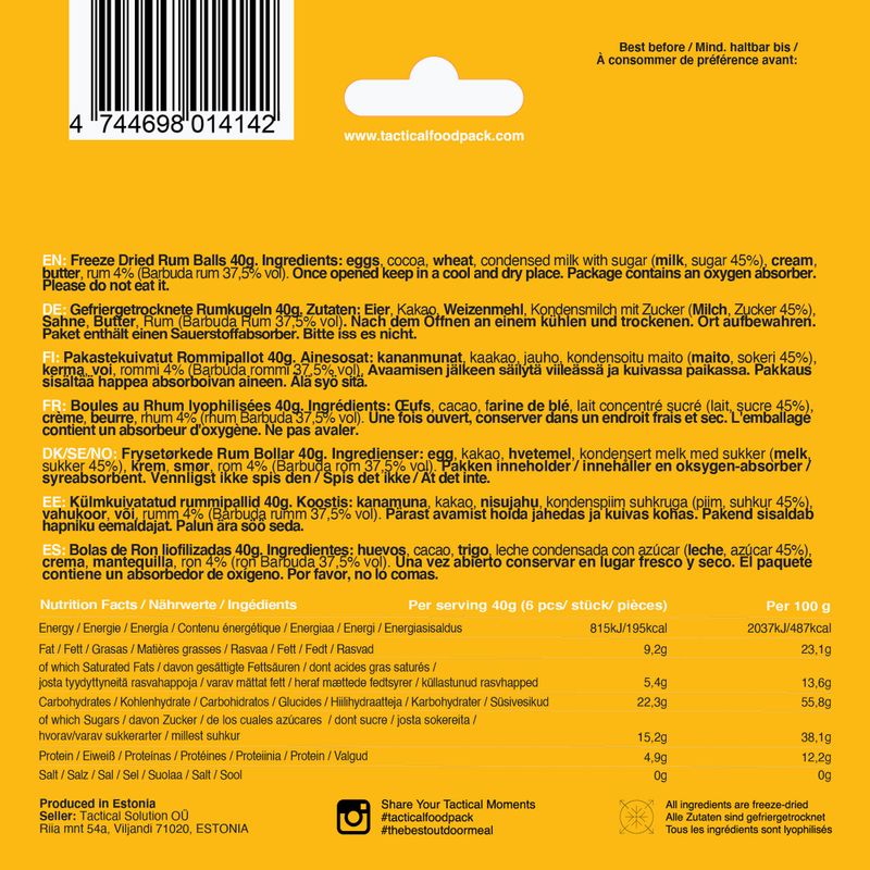 Tactical Foodpack Snack Freeze Dried Rum Balls 40 g 4