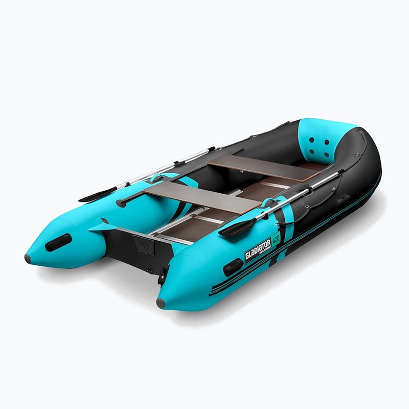 7-person inflatable boat Gladiator B420 AL black/turquoise 4