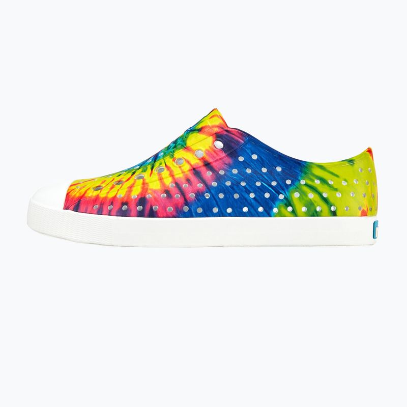 Native Jefferson Print children's trainers shell white/shell white/neon multi tie dye 10