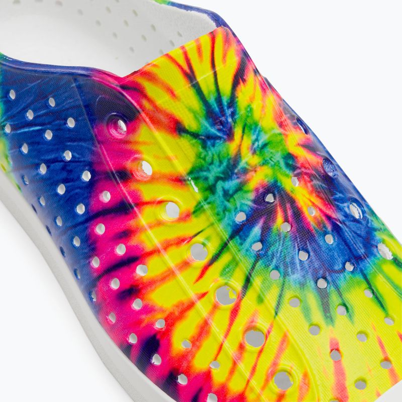 Native Jefferson Print children's trainers shell white/shell white/neon multi tie dye 8