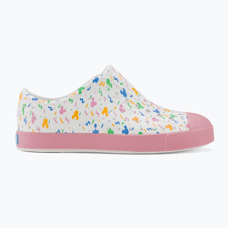 Native Jefferson Print Disney Jr children's trainers shell white/princess pink/pastel white confetti 2