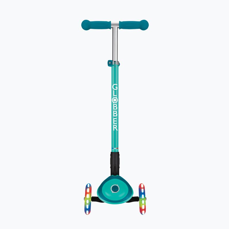 Globber Primo Foldable Plus Lights dark emerald green children's tricycle scooter 4