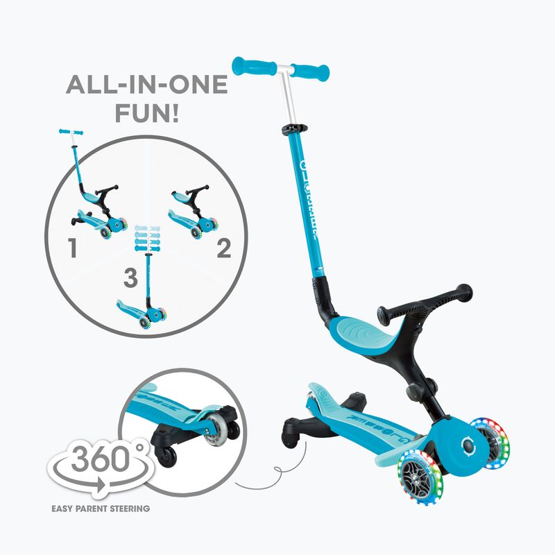 Children's three-wheeled scooter Globber Go.Up Active Lights 360 aqua 2