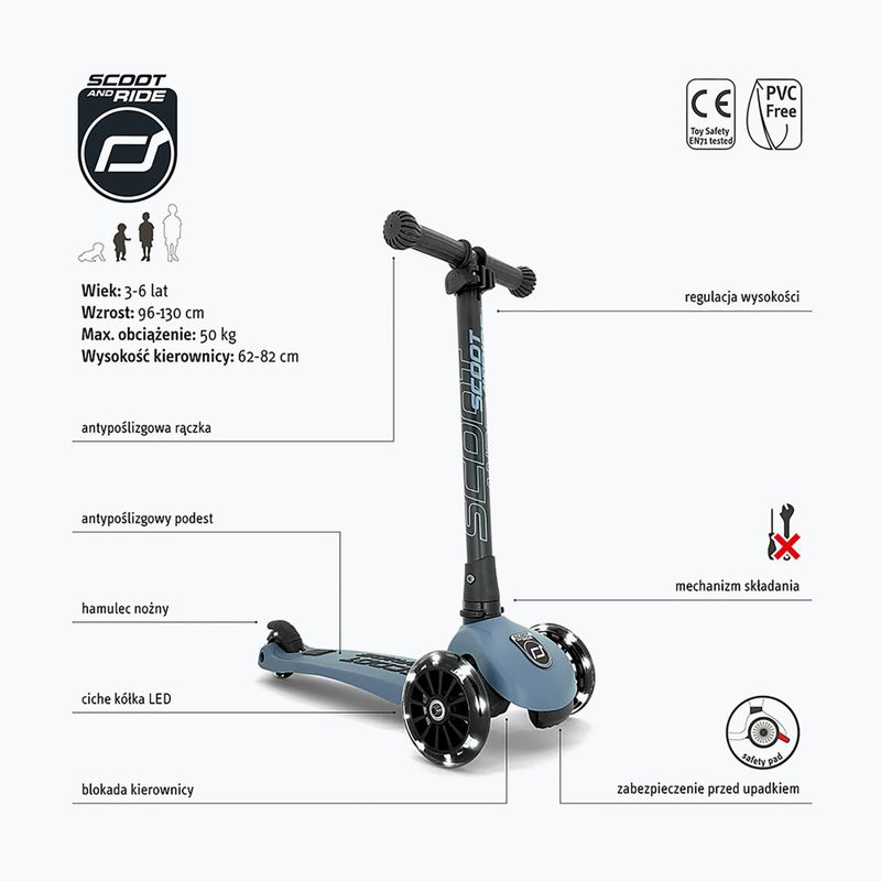 Scoot & Ride Highwaykick 3 LED children's balance scooter blue 95030010 2