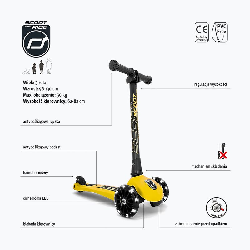 Scoot & Ride Highwaykick 3 LED children's balance scooter yellow 95030010 2