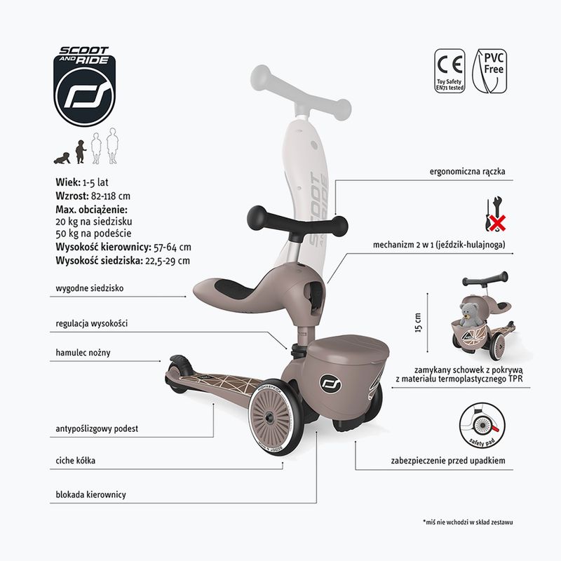 Scoot & Ride Highwaykick 1 Lifestyle 2-in-1 brown lines children's scooter 3