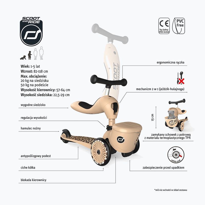 Scoot & Ride Highwaykick 1 Lifestyle 2in1 leopard children's scooter 2