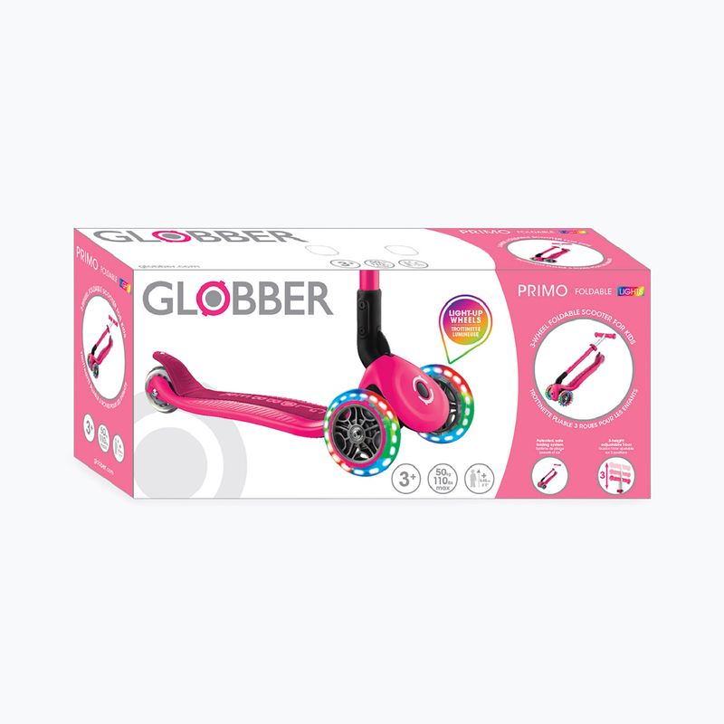 Children's three-wheeled scooter Globber Primo Foldable Lights fuchsia 13