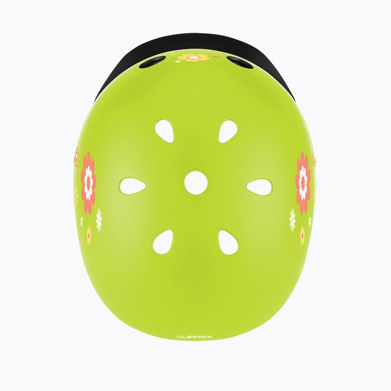 Globber Primo Fantasy children's helmet lime green flower 4