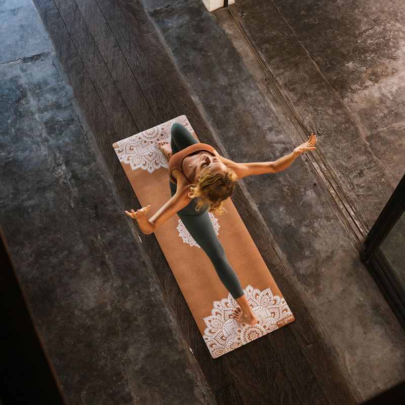 Yoga Design Lab Cork 5.5 mm brown Mandala White yoga mat 5