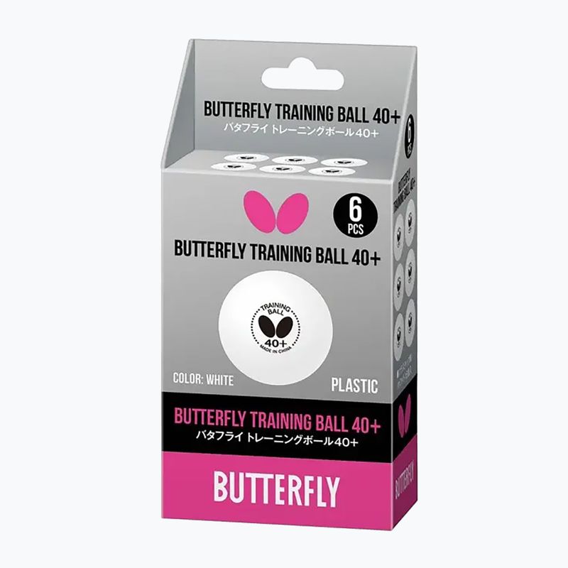 Butterfly table tennis training balls 6 pcs white. 3