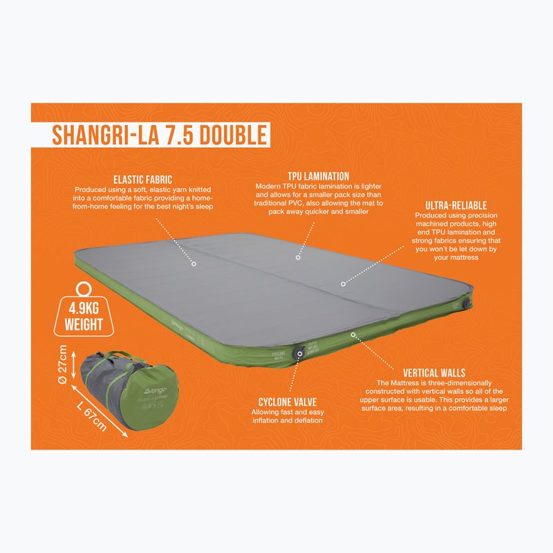 Vango Shangri-La II 7.5 Double cloud grey/green self-inflating mat 8