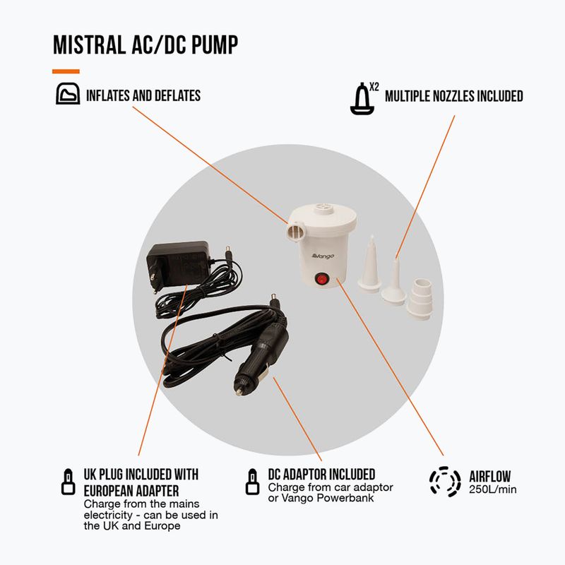 Vango Mistral AC/DC white electric pump 3