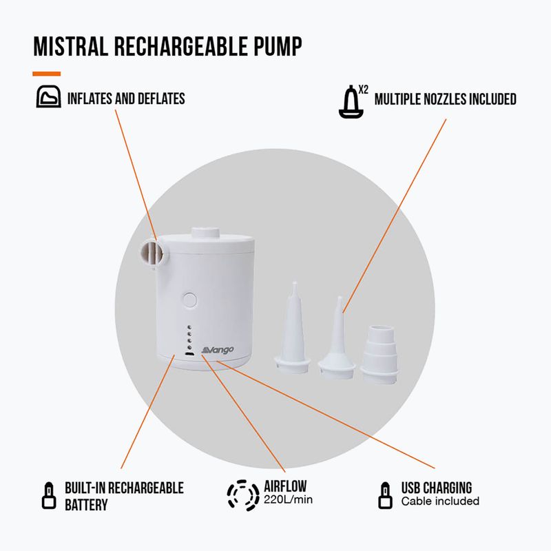 Vango Mistral Rechargeable electric pump white 3