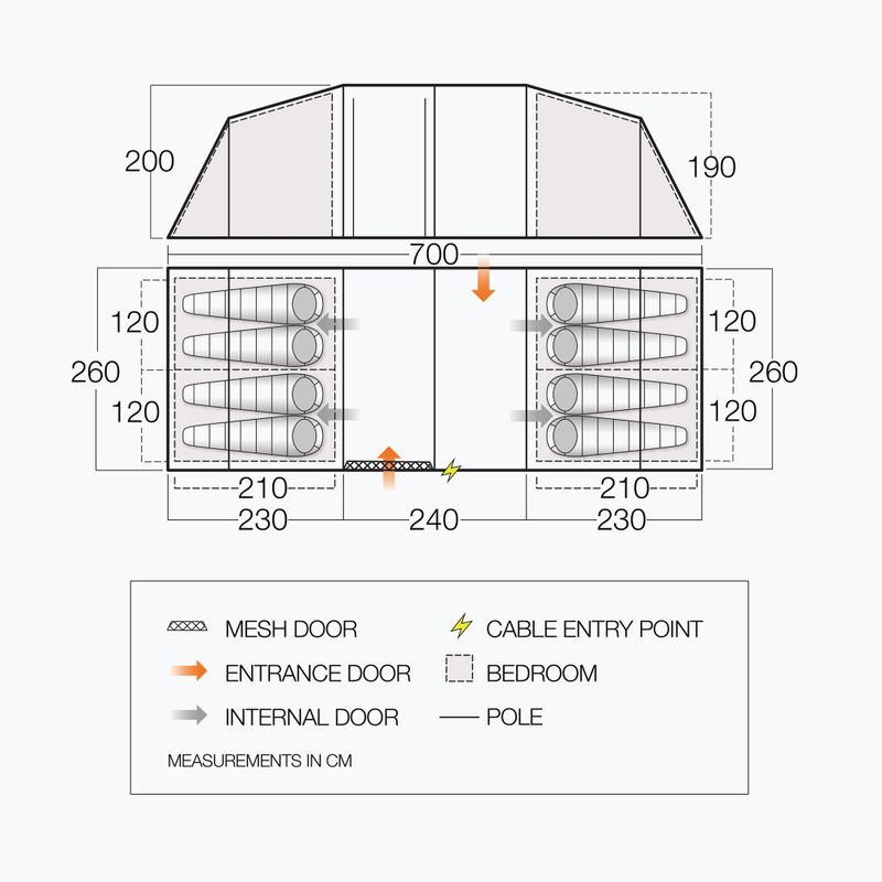 Vango Longleat II 800XL green TESLONGLEH09TAS 8-person camping tent 2