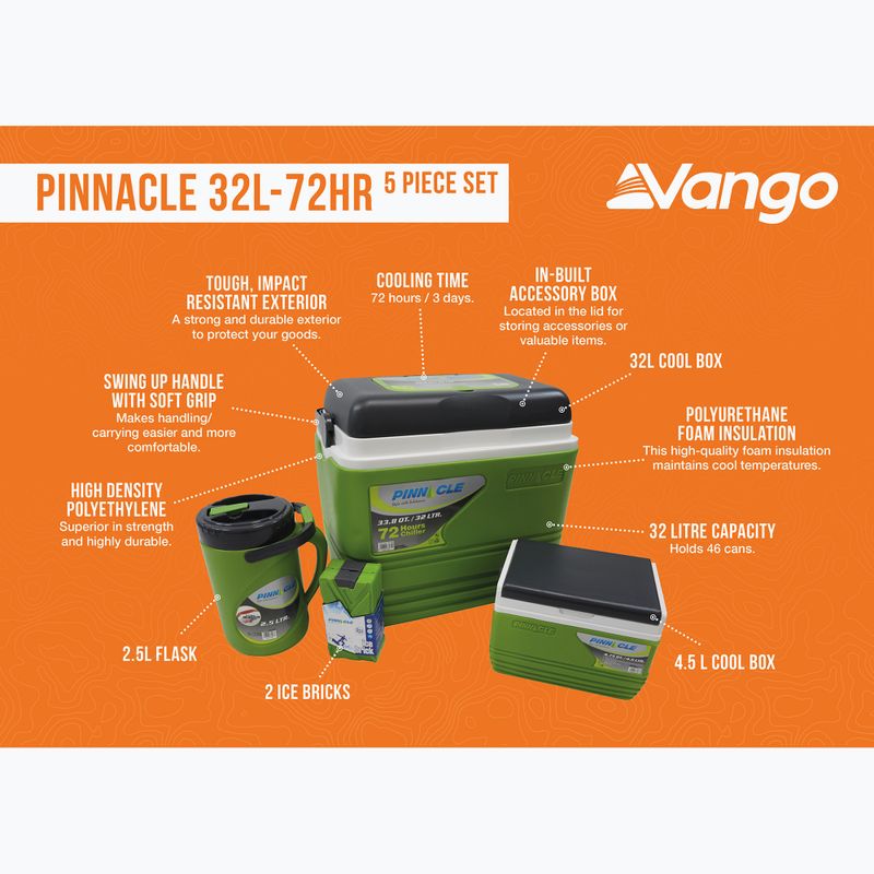Vango Pinnacle 32-72Hr 5 Piece green touring fridge set 8