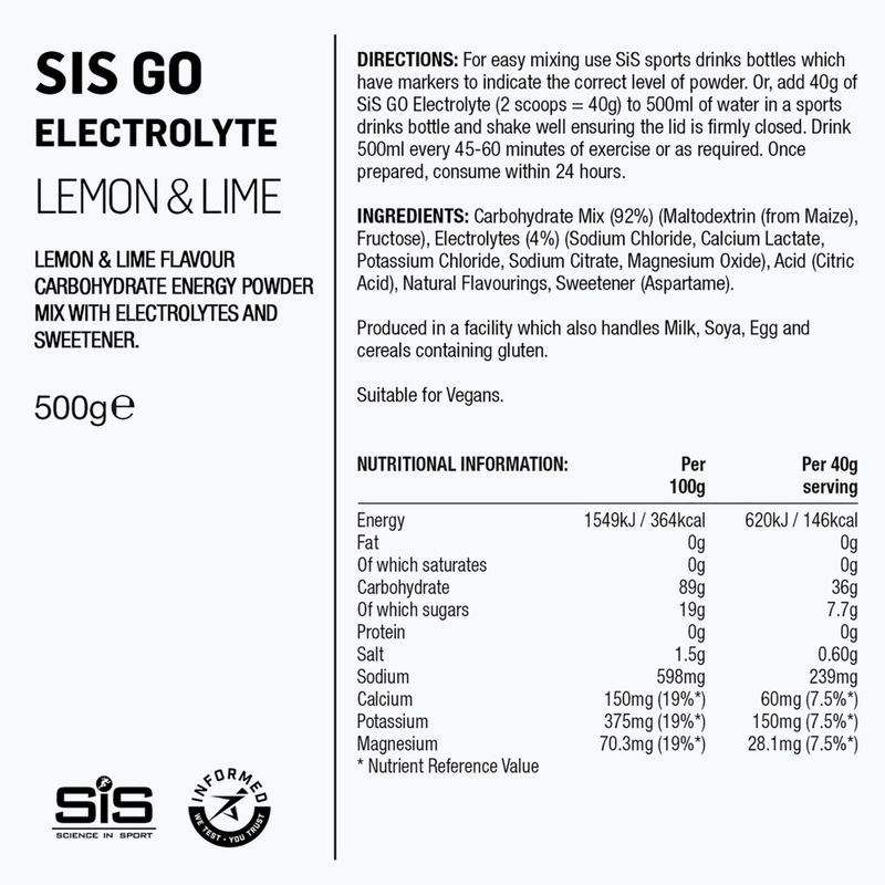 Isotonic drink powder Science in Sport GO Electrolyte 500 g lime/lemon 2