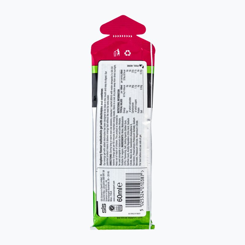 Science in Sport electrolyte energy gel sachet 60ml raspberry SIS131052 2