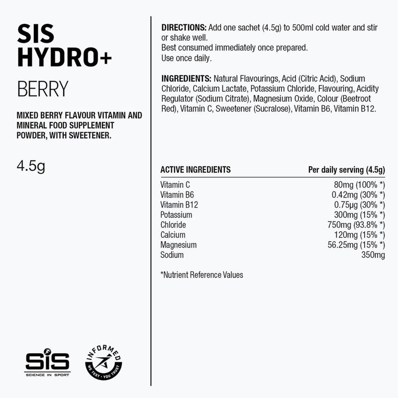 Isotonic drink powder Science in Sport GO Hydro+ 6 x 4,5 g berry 2